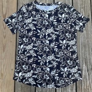 Small Floral Black & White Short Sleeve T Shirt